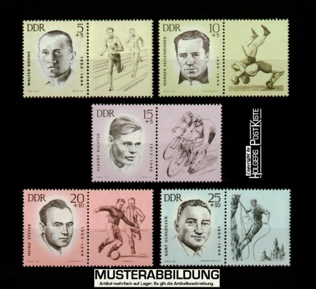 Zusammendruck-Lot DDR WZd70-bis-74 (958-962) Sportler KZ-Opfer (I.Ausgabe)