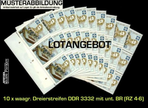 Lotangebot DDR 3332 - 10x Dreierstreifen (30 Marken) Telegrafie Hughes