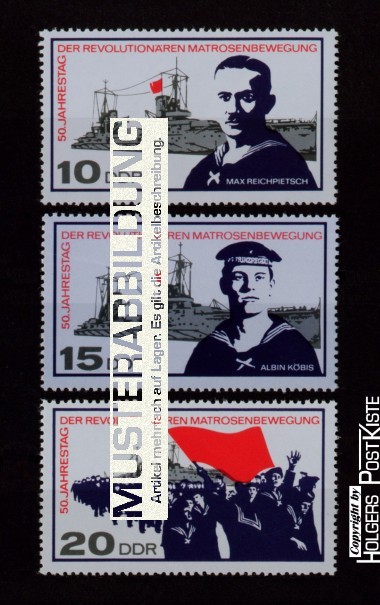 Satzausgabe DDR 1308-1310 Matrosenbewegung (Novemberrevolution) Satzausgabe DDR 1308-1310 Matrosenbewegung (Novemberrevolution)
