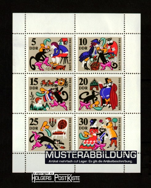 Kleinbogenausgabe DDR 1426-1431 Märchen (III.Ausgabe) Gestiefelte Kater Kleinbogenausgabe DDR 1426-1431 Märchen (III.Ausgabe) Gestiefelte Kater