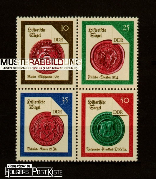 Viererblock-Zdr DDR 3156-3159 Zunftsiegel (II.Ausgabe) Viererblock-Zdr DDR 3156-3159 Zunftsiegel (II.Ausgabe)