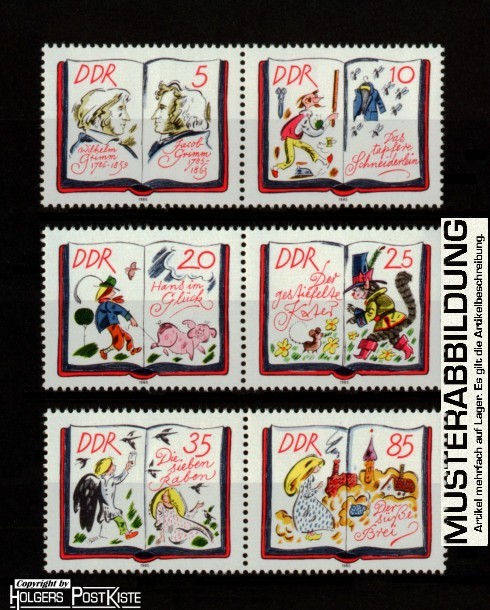 Zdr.-Lot DDR WZd653+654+655 (2987-2992) Märchen (XV) Gebrüder Grimm