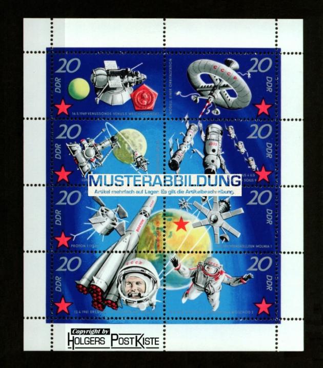 Kleinbogenausgabe DDR 1636-1643 Bemannte sowjetische Weltraumflüge Kleinbogenausgabe DDR 1636-1643 Bemannte sowjetische Weltraumflüge